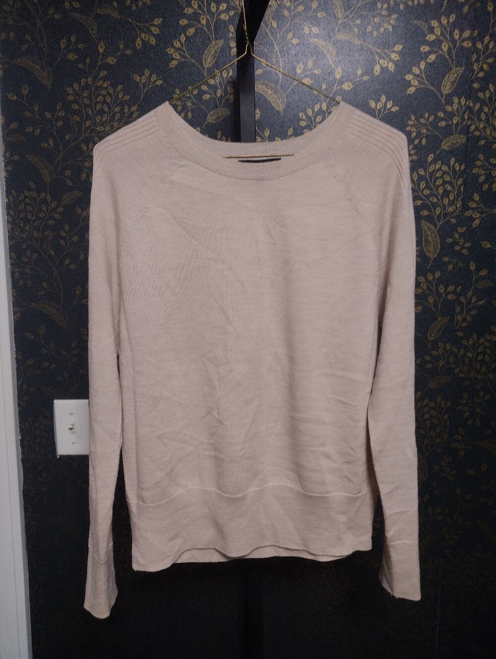 Banana Republic Light Beige/Pink Merino Wool Crewneck Sweater